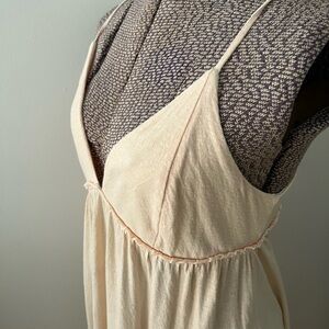 Peachy Cream linen/cotton Spaghetti Strap Dress size S